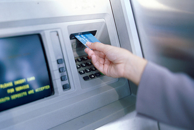 Person making an ATM transaction